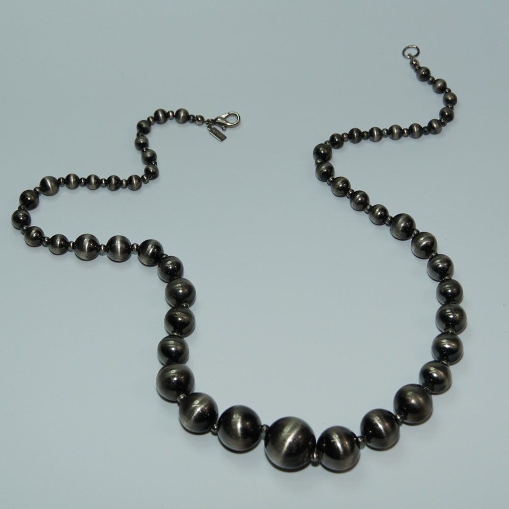 Vintage Alabaster 24” Necklace With Silver Toned Beads